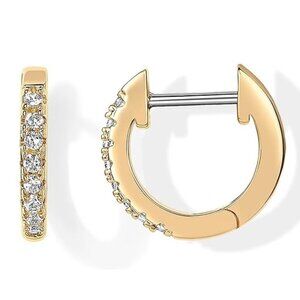 14K Gold Plated Cubic Zirconia Cuff Earrings Huggie Stud